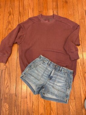 aerie Small  Jean Shorts & Medium Crewneck